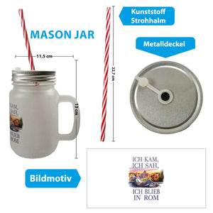 Ich kam, ich sah, ich blieb in Rom Trinkglas mit Bambusdeckel