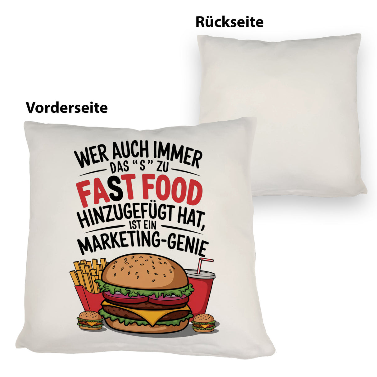 Fast Food - FAT FOOD Kissen für Burger Fans