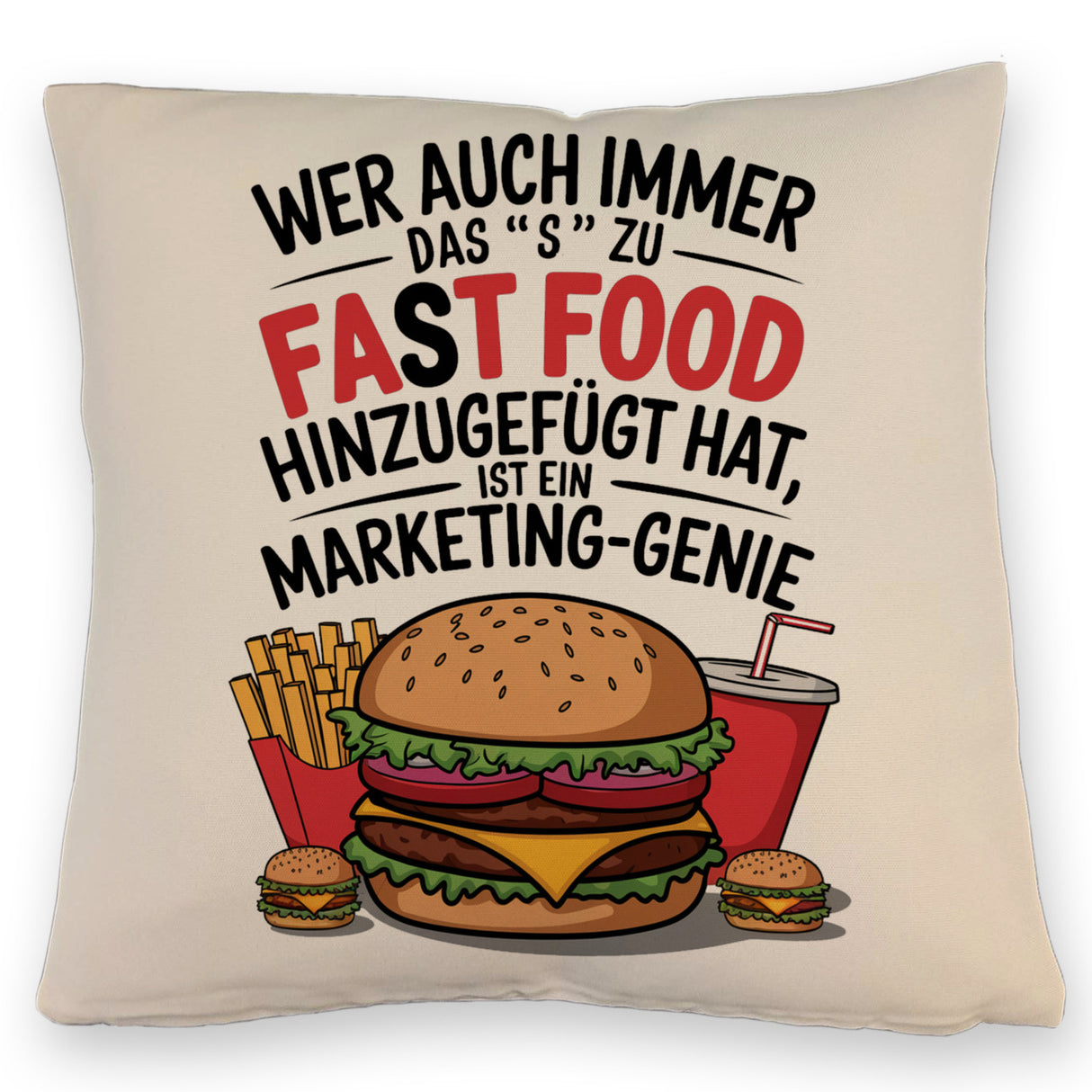 Fast Food - FAT FOOD Kissen für Burger Fans