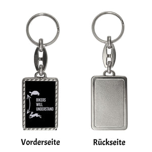 Bikers will understand Schlüsselanhänger mit Hase und Schildkröte für Motorradfahrer