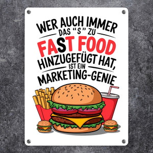 Fast Food - FAT FOOD Metallschild in 15x20 cm für Burger Fans
