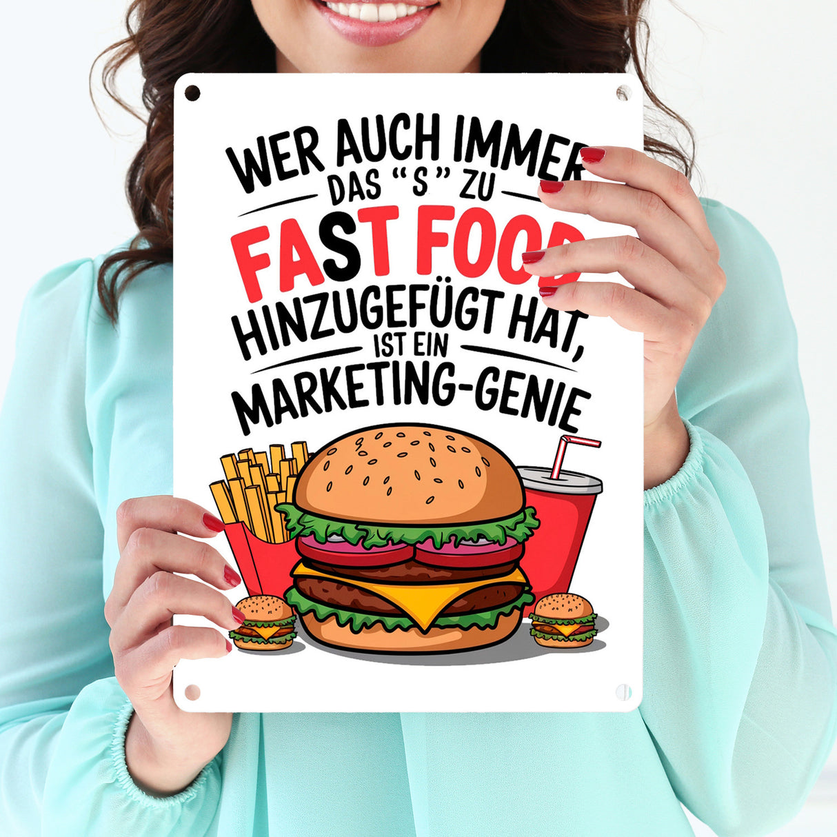 Fast Food - FAT FOOD Metallschild in 15x20 cm für Burger Fans
