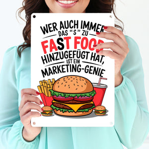 Fast Food - FAT FOOD Metallschild in 15x20 cm für Burger Fans