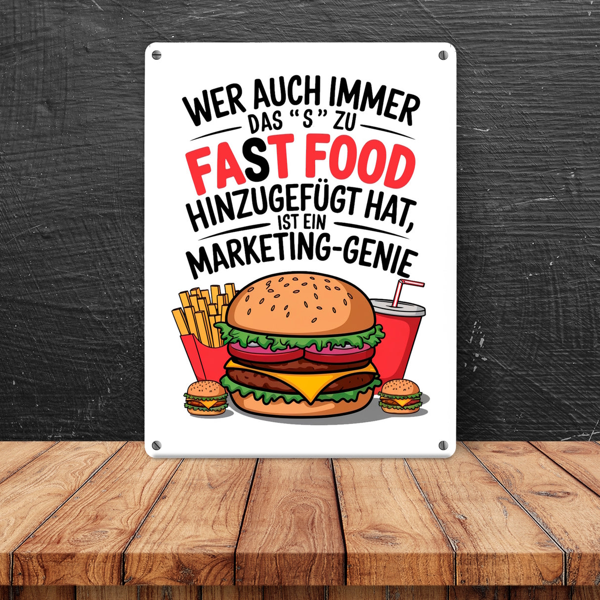 Fast Food - FAT FOOD Metallschild in 15x20 cm für Burger Fans