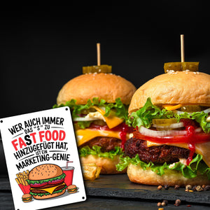 Fast Food - FAT FOOD Metallschild in 15x20 cm für Burger Fans