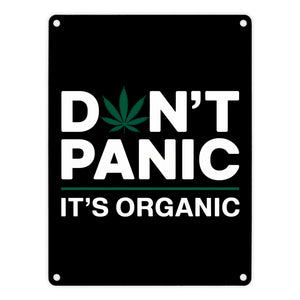 Cannabis Meme Spruch Metallschild in 15x20 cm DON'T PANIC