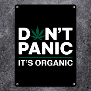 Cannabis Meme Spruch Metallschild in 15x20 cm DON'T PANIC