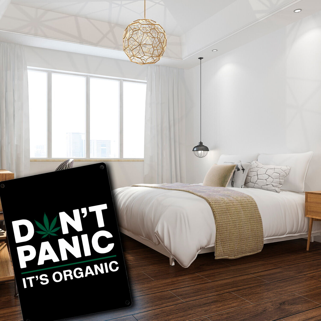 Cannabis Meme Spruch Metallschild in 15x20 cm DON'T PANIC