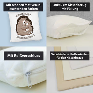 Kuscheln repariert Kissen mit niedlichen Bären