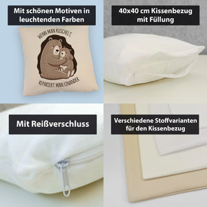Kuscheln repariert Kissen mit niedlichen Bären