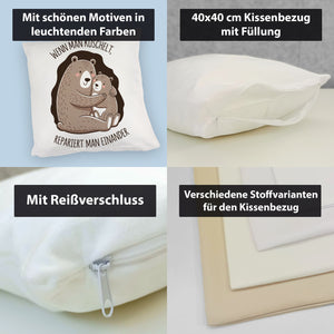 Kuscheln repariert Kissen mit niedlichen Bären