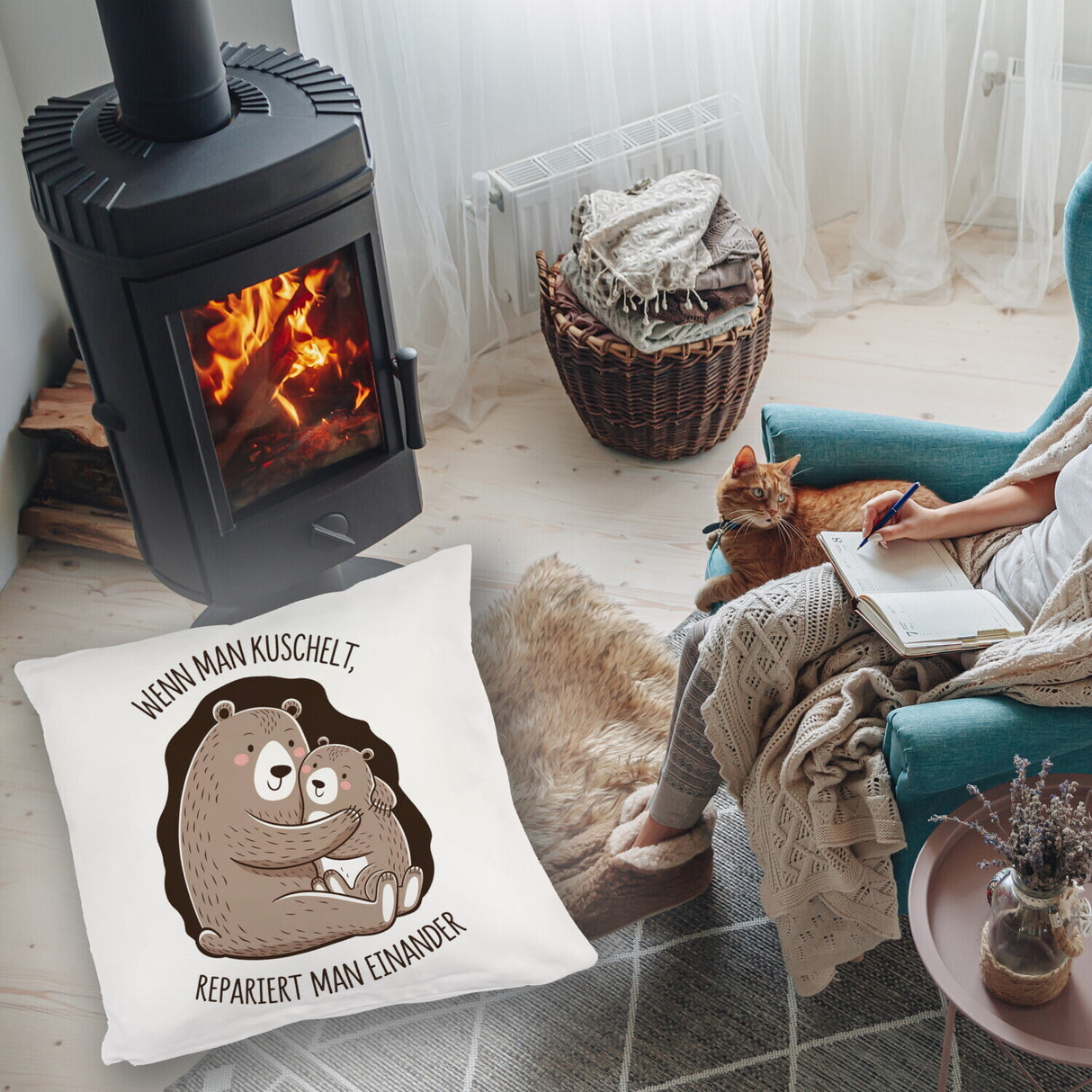 Kuscheln repariert Kissen mit niedlichen Bären