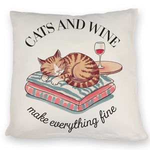 Katzen & Wein Kissen für Katzen- und Weinliebhaber