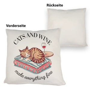 Katzen & Wein Kissen für Katzen- und Weinliebhaber