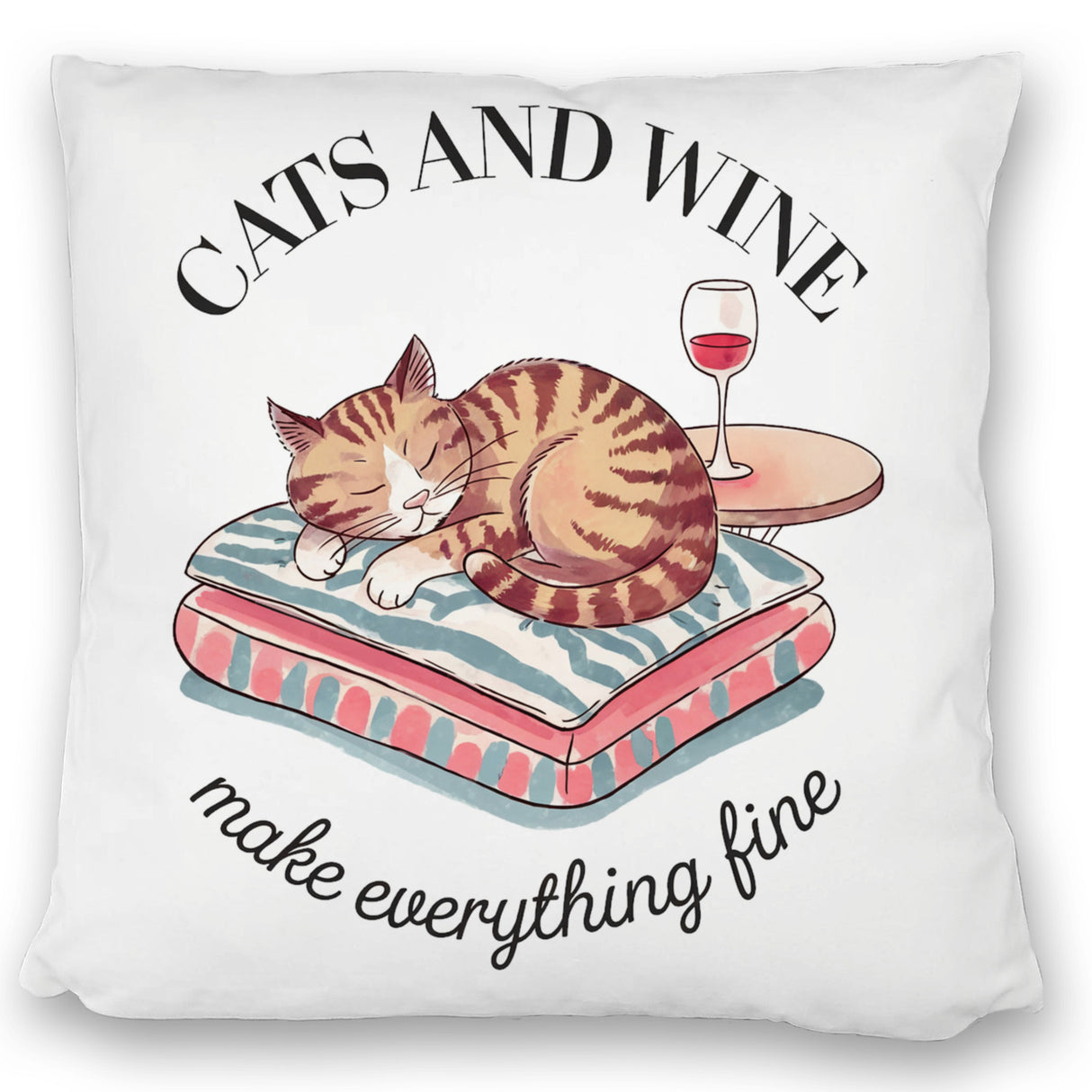 Katzen & Wein Kissen für Katzen- und Weinliebhaber