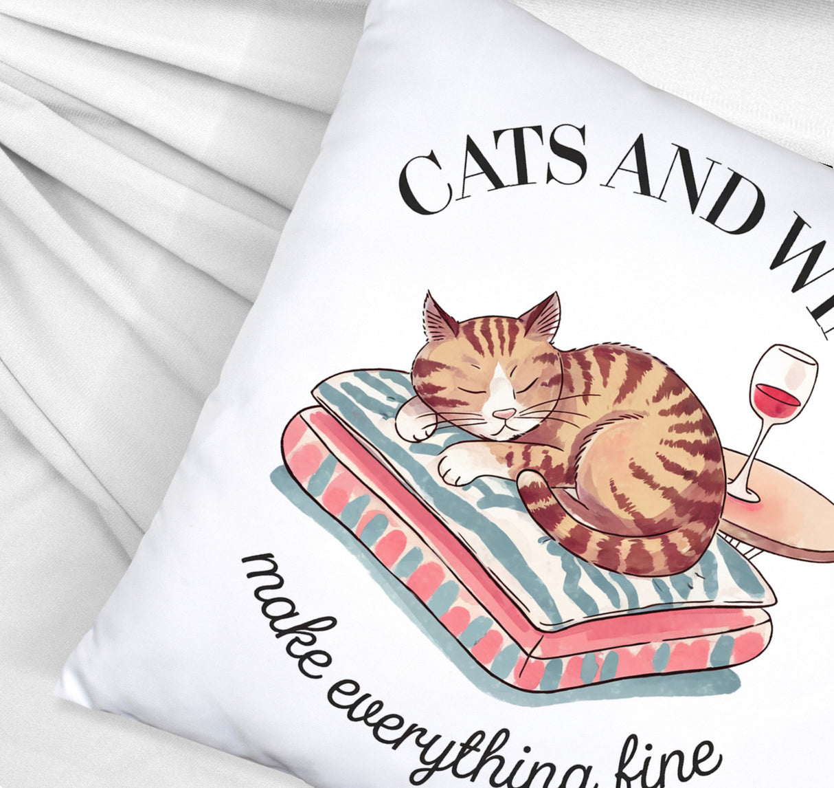 Katzen & Wein Kissen für Katzen- und Weinliebhaber