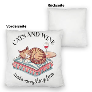 Katzen & Wein Kissen für Katzen- und Weinliebhaber