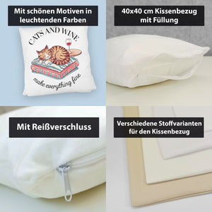 Katzen & Wein Kissen für Katzen- und Weinliebhaber