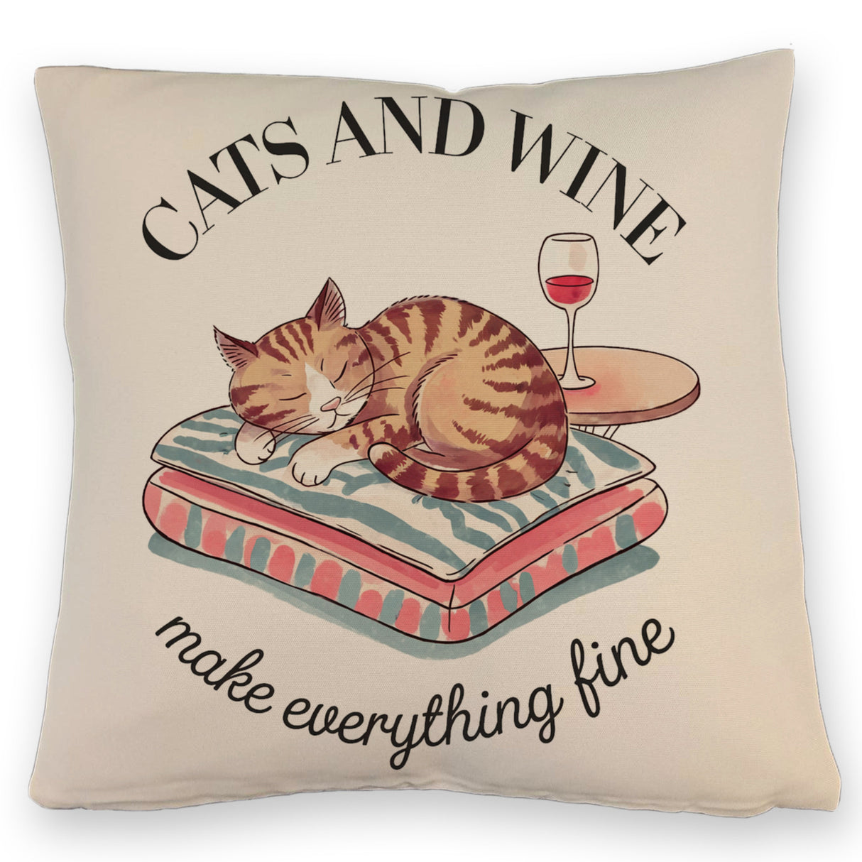 Katzen & Wein Kissen für Katzen- und Weinliebhaber