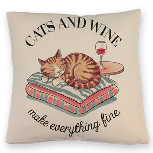 Katzen & Wein Kissen für Katzen- und Weinliebhaber