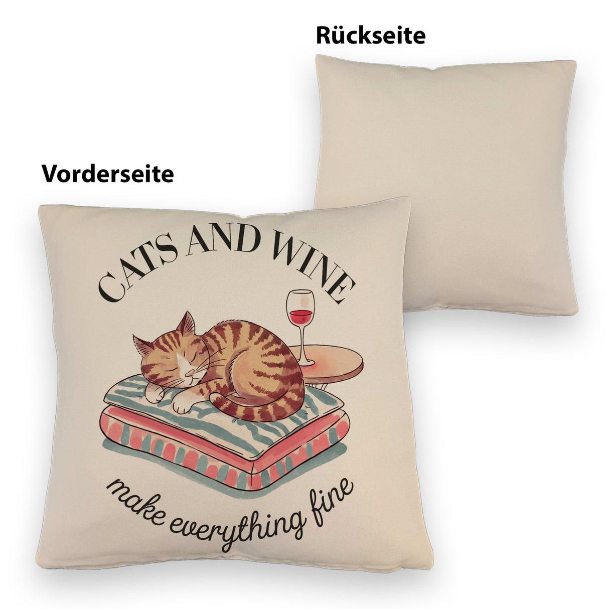 Katzen & Wein Kissen für Katzen- und Weinliebhaber