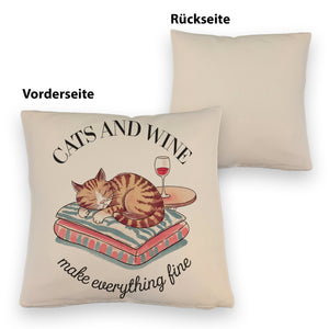 Katzen & Wein Kissen für Katzen- und Weinliebhaber