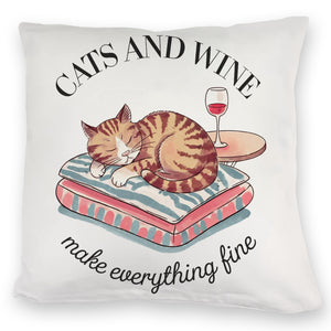 Katzen & Wein Kissen für Katzen- und Weinliebhaber