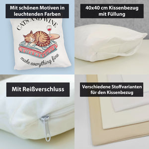 Katzen & Wein Kissen für Katzen- und Weinliebhaber