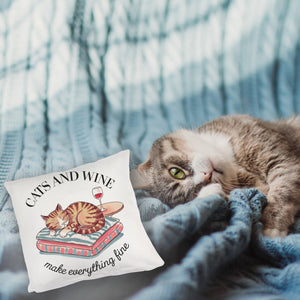 Katzen & Wein Kissen für Katzen- und Weinliebhaber