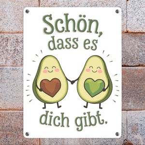 Avocado Herzkerne Metallschild in 15x20 cm Schön dass es Dich gibt