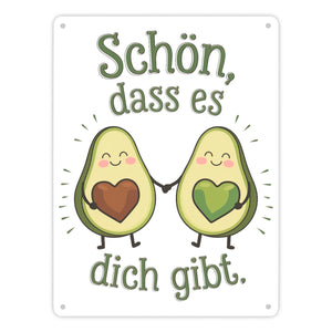 Avocado Herzkerne Metallschild in 15x20 cm Schön dass es Dich gibt