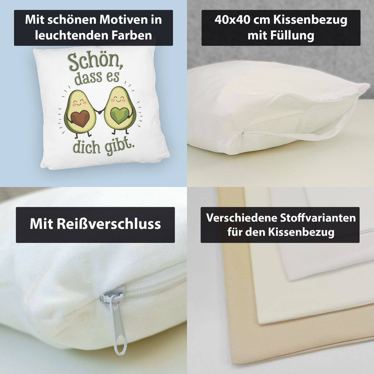 Avocado Herzkerne Kissen Schön dass es Dich gibt
