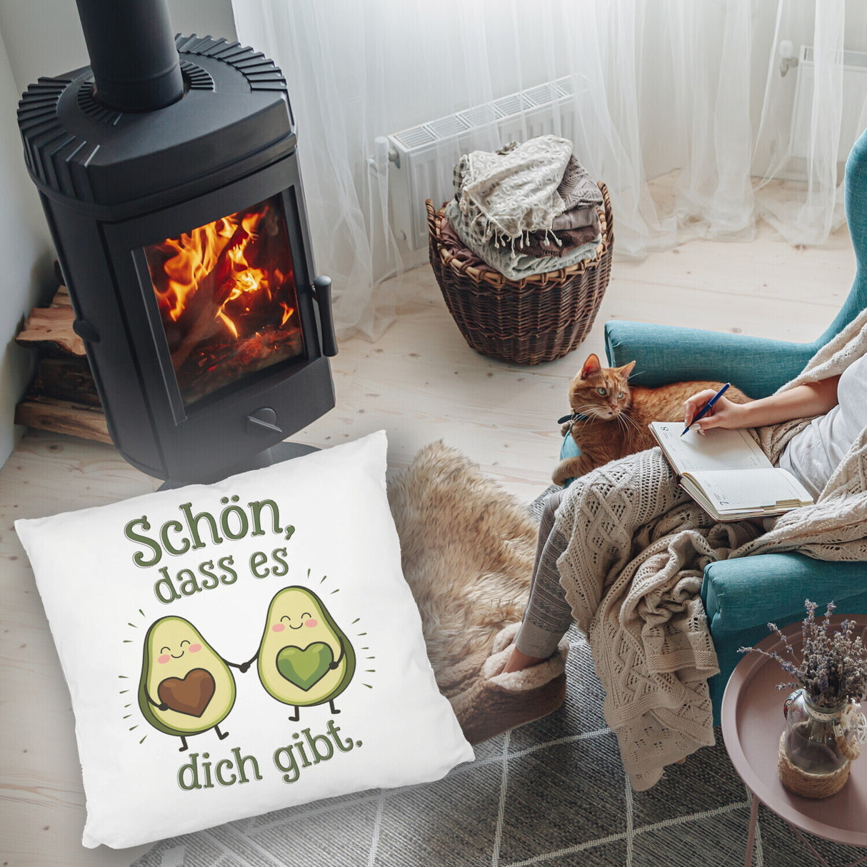 Avocado Herzkerne Kissen Schön dass es Dich gibt