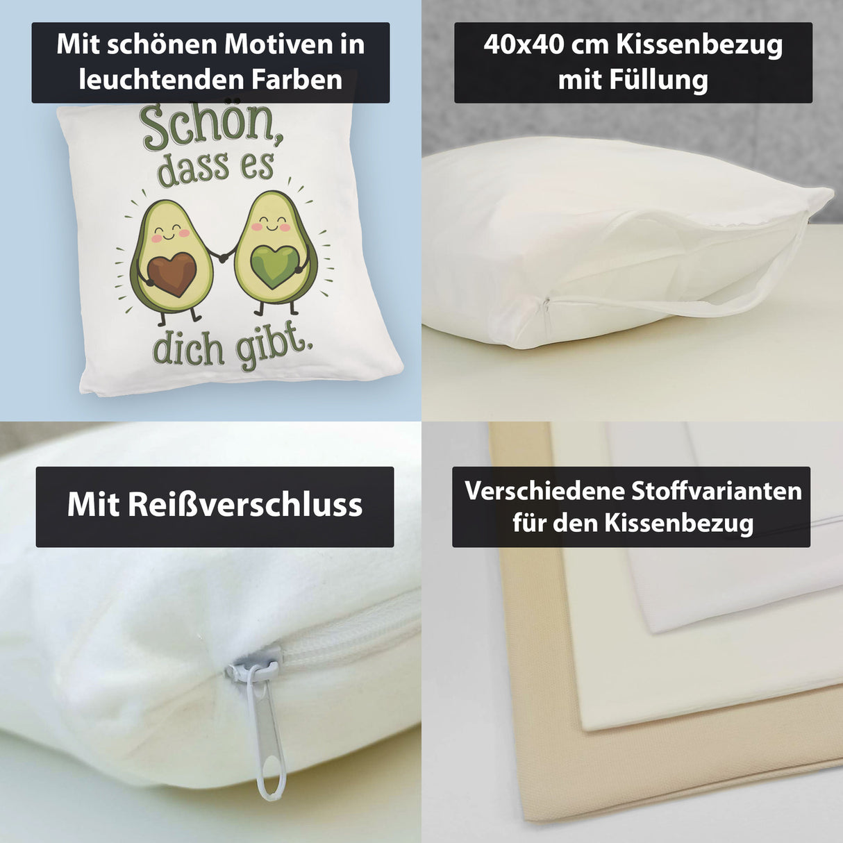 Avocado Herzkerne Kissen Schön dass es Dich gibt