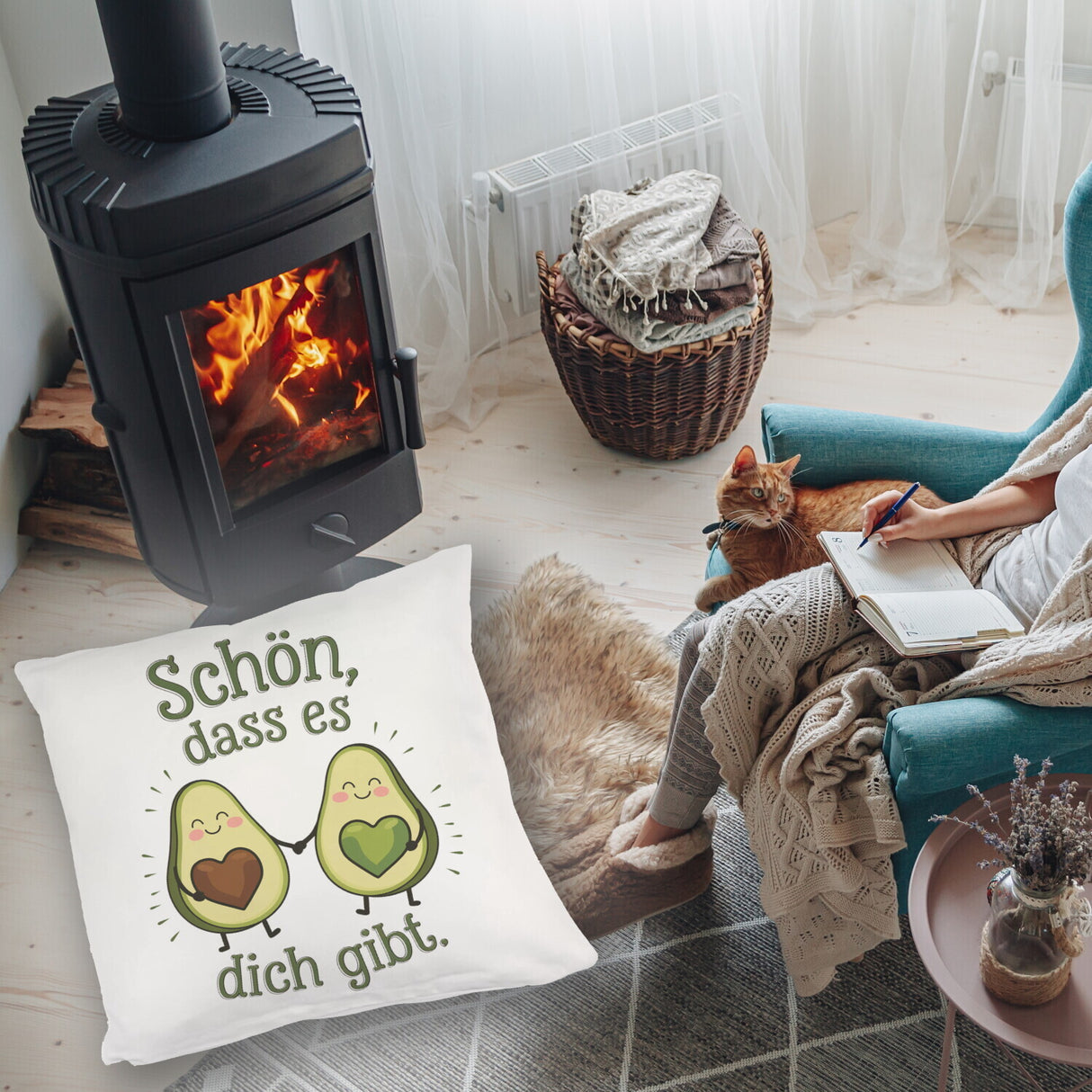 Avocado Herzkerne Kissen Schön dass es Dich gibt