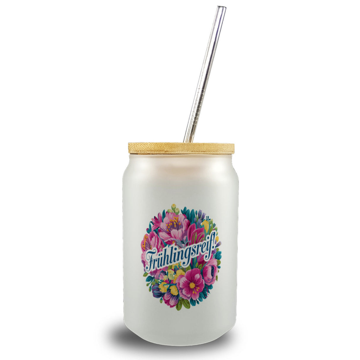 Frühlingsreif Blumendesign Trinkglas mit Bambusdeckel
