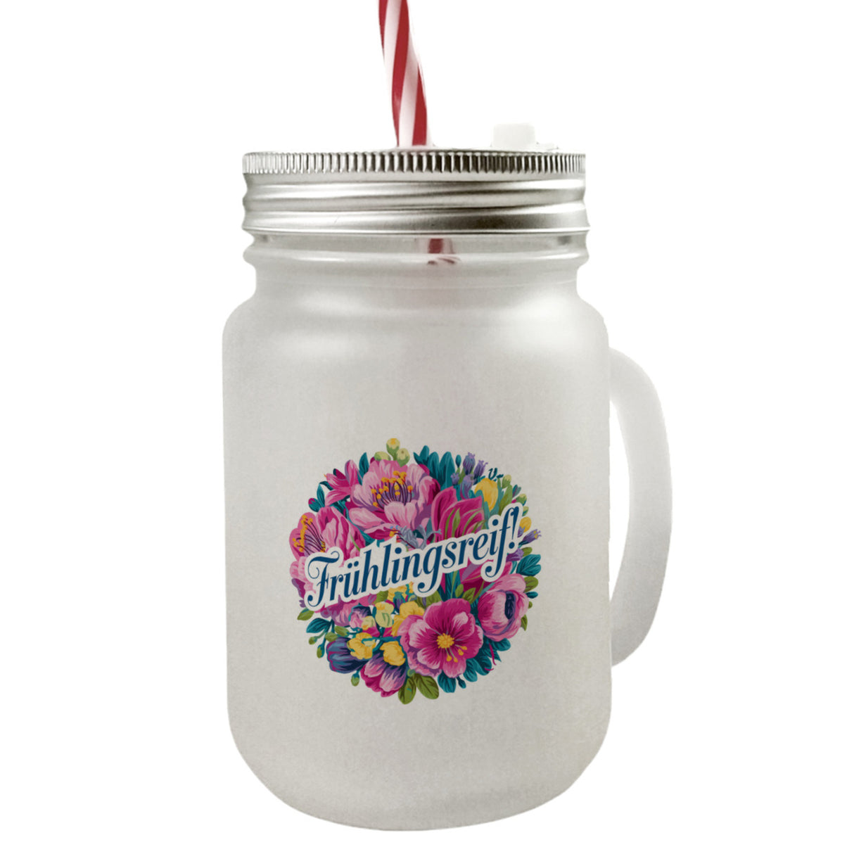 Frühlingsreif Blumendesign Trinkglas mit Bambusdeckel