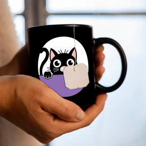 Schwarze Katze Tasse für Katzenliebhaber