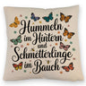 Frühlingsspruch Kissen mit Hummeln und Schmetterlingen