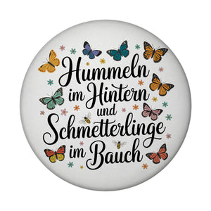 Frühlingsspruch Magnet mit Hummeln und Schmetterlingen