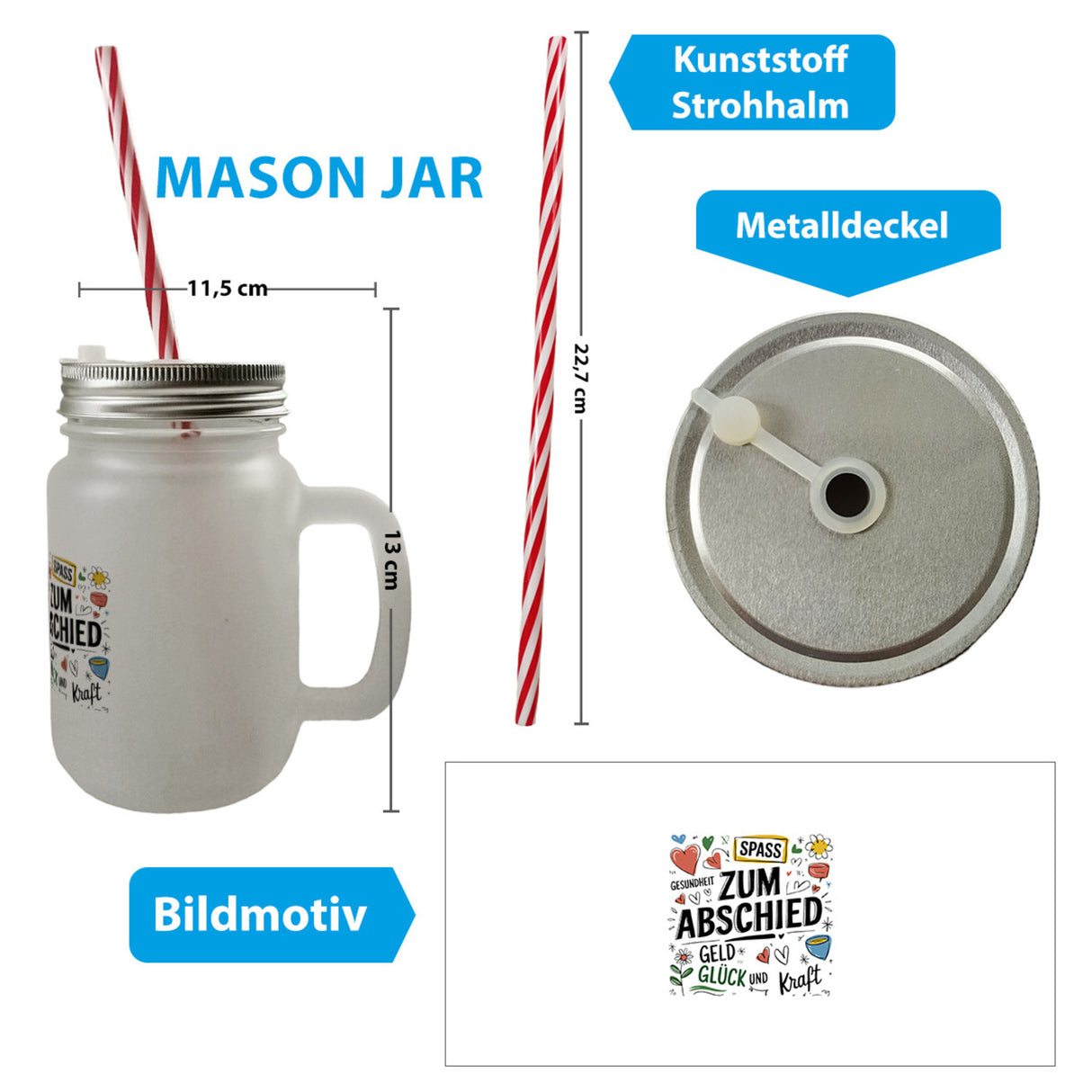 Wünsche Zum Abschied Trinkglas mit Bambusdeckel für Kollegen und Freunde