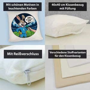 Kaninchen Torwart - EIER! Wir brauchen EIER! Kissen für Fußballfans