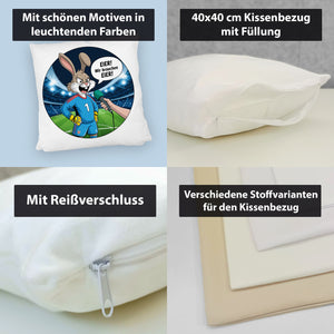 Kaninchen Torwart - EIER! Wir brauchen EIER! Kissen für Fußballfans