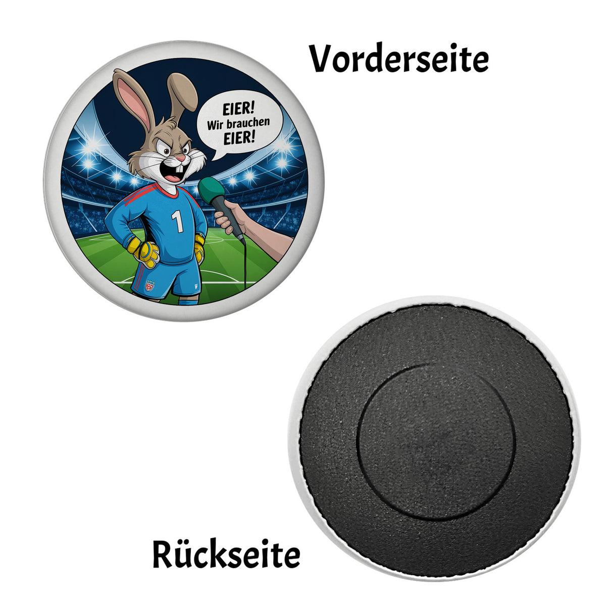 Kaninchen Torwart - EIER! Wir brauchen EIER! Magnet für Fußballfans