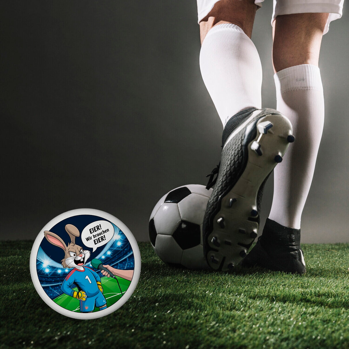 Kaninchen Torwart - EIER! Wir brauchen EIER! Magnet für Fußballfans