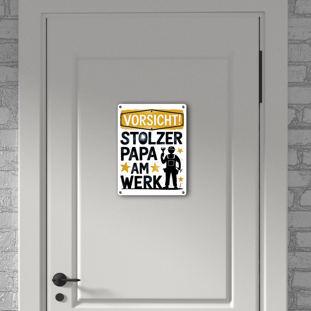 Vorsicht! Stolzer Papa am Werk Metallschild in 15x20 cm