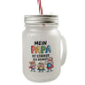 Mein Papa ist der stärkste Superheld Trinkglas mit Bambusdeckel