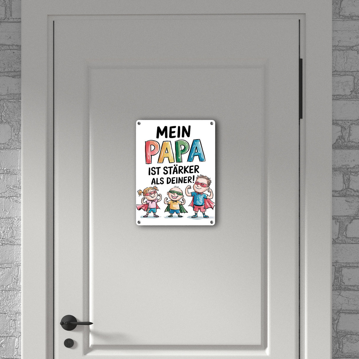Mein Papa ist der stärkste Superheld Metallschild in 15x20 cm
