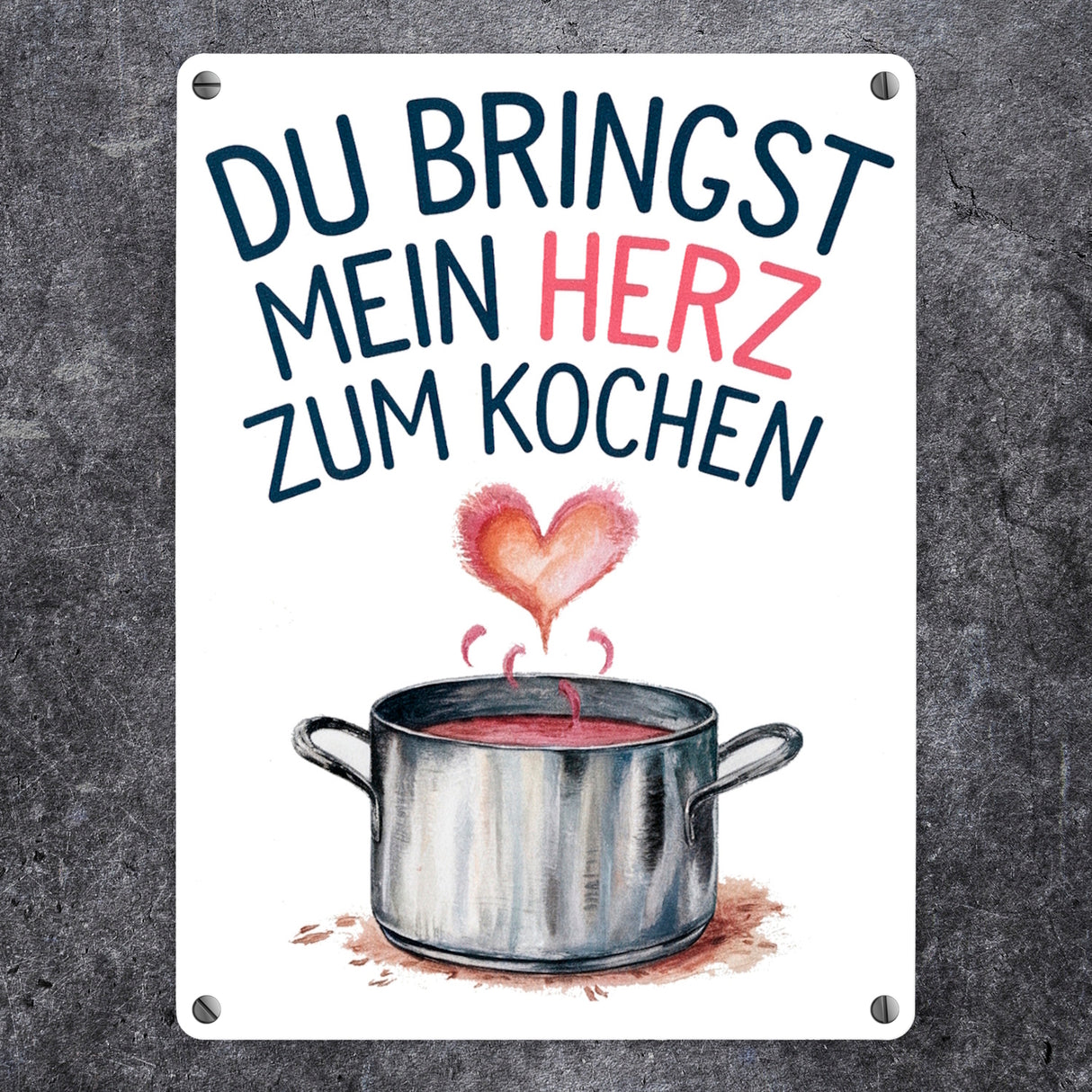 Du bringst mein Herz zum Kochen Metallschild in 15x20 cm