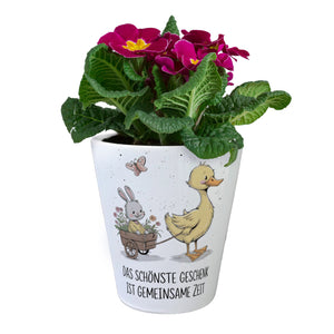 Schöne gemeinsame Zeit Blumentopf Ente Kaninchen Blütenwagen